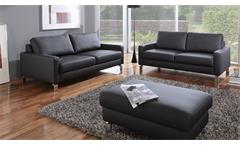 Sofa Intermezzo 3-Sitzer Couch in schwarz mit Federkern und Chromfüßen 204 cm