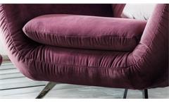 Sessel Sixty 1-Sitzer Bezug in Velour Stoff purple Gestell Metall Chrom 100 cm