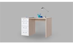 Schreibtisch Calisma PC-Tisch in weiß hochglanz lackiert und coimbra Esche