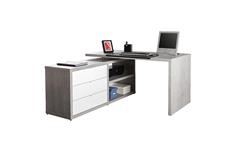 Büroset 2 Practico Regal Schreibtisch Kommode in beton und weiß Hochglanz Lack