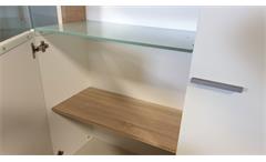 Highboard Studio 2 weiß lackiert mit Glas Absetzung Eiche Wohnzimmerschrank