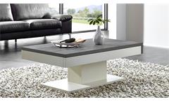 Couchtisch Tisch Light Line 3 weiß matt Lack Esche grau mit Stauraum 125x75 cm