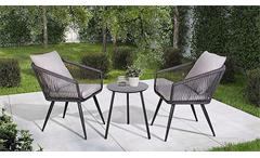Balkonset Terrazza 3-teilig 2 Gartenstühle und 1 Tisch grau für Terrasse Outdoor