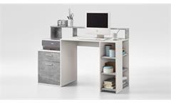 Schreibtisch Bürotisch Computertisch home-Office Tisch PC-Tisch Beton weiß Bolton