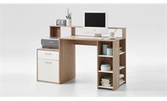 Computertisch Bolton Schreibtisch Bürotisch Officetisch PC-Tisch Eiche und weiß