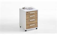 Winkelschreibtisch Calvia Winkeltisch mit Rollcontainer weiß Alteiche 240x200 cm