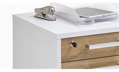 Winkelschreibtisch Calvia Winkeltisch mit Rollcontainer weiß Alteiche 240x200 cm