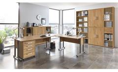 Arbeitszimmer Calvia Büro Komplett-Set Regal Schrank Schreibtisch in Alteiche
