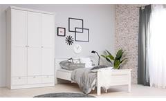 Bett Landwood Bettgestell Futonbett in weiß mit Kopfteil 90x200 cm Landhausstil