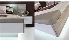 Schlafzimmer 1 Rondino Komplett Set in Sandeiche und weiß Hochglanz inkl. LED