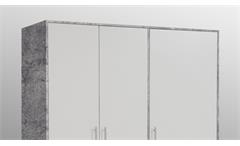 Kleiderschrank Jupiter Drehtürenschrank Schlafzimmerschrank in Beton weiß 145 cm
