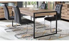 Esstisch mit Schublade Esszimmer Tisch Hud Eiche und Metall schwarz 166x90 cm