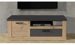 Lowboard TV-Board Unterschrank Duros in Artisan Eiche und Wolfram grau 140 cm