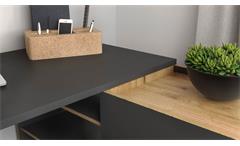 Büro Set 3-teilig Büroausstattung Austin Tisch mit 2 Schränken in Graphit Eiche