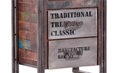 Kommode Schrank Titan 6132 Metallrahmen antik lackiert und Mango Massivholz