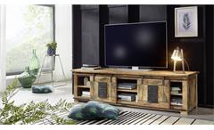Lowboard Gingo Mangoholz lackiert Eisen rustikal TV-Board 2 Rolltüren 180 cm