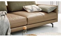 Hülsta-Sofa 4-Sitzer 414 Couch Leder beige inkl. Kissen Stoff olivgrün 220 cm