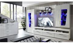 Wohnwand Spirit Plus Anbauwand Schrankwand Wohnzimmer in weiß Hochglanz mit LED
