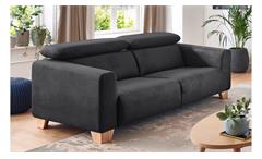2,5-Sitzer Sofa Couch Polstersofa Flora in Stoff grau inkl. Kopfteilverstellung