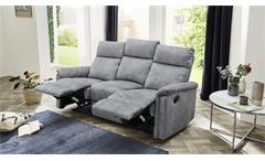 Sofa Amrum Sessel Relaxsessel Polstermöbel 3-Sitzer mit Funktion Vintage grau