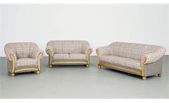 Sofa 2-Sitzer Polstersofa Couch Wera Stoff grau beige kariert Federkern 156 cm