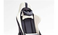 Schreibtischstuhl DX RACER 6 Bürostuhl Game Chair in Lederlook schwarz weiß