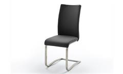 Stuhl ARCO 6er Set in Echtleder schwarz und Edelstahl