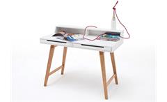 Schreibtisch Tiffy Laptoptisch Tisch weiß lackiert und Buche Massivholz 110 cm