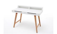 Schreibtisch Tiffy Laptoptisch Tisch weiß lackiert und Buche Massivholz 110 cm