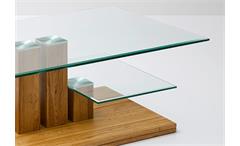 Couchtisch Paco Beistelltisch Tisch Klarglas Asteiche Massivholz 110x70 cm