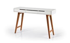 Konsole Anneke Schreibtisch Tisch MDF weiß matt lackiert Massivholz natur