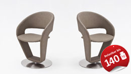 Stuhl Firona 2er-Set Esszimmerstuhl Küchenstuhl Stuhlset taupe grau 360° drehbar