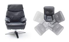 Relaxsessel Sessel Drehsessel Morley Leder schwarz 360° drehbar und verstellbar