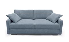 Schlafsofa Dauerschläfer Couch Amadeo de Luxe Cord blaugrau Boxspring Bettkasten