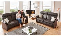 Sofa Garnitur Couch Set 2-teilig Polstermöbel Leila anthrazit mit Kopfteilverstellung