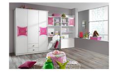 Kleiderschrank Kinderzimmer Schrank Kate weiß und rosa Print Prinzessin