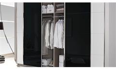 Schwebetürenschrank Syncrono Kleiderschrank Schrank weiß und Glas schwarz 271 cm