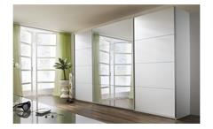 Schwebetürenschrank Quadra Kleiderschrank Schrank in weiß mit Spiegel 315x210 cm