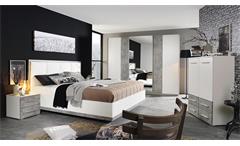 Bett Siegen Bettgestell Polsterbett für Schlafzimmer in weiß Stone grau 180x200