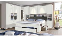 Schlafzimmer Set Lindau Kleiderschrank Bett Bettbrücke in weiß mit Spiegel