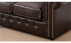 Sofa Chesterfield 2-Sitzer 2er-Sofa in dunkelbraun braun glänzend mit Steppung