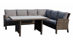 Sitzecke MADISON Set mit Tisch Polyrattan grau braun