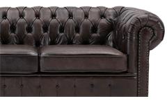 Sofa 3-Sitzer Lounge Couch Ledersofa Chesterfield in Leder braun 198 cm