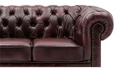 Sofa 2-Sitzer Lounge Couch Ledersofa Chesterfield in Leder rot 156 cm