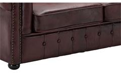 Sofa 3-Sitzer Lounge Couch Ledersofa Chesterfield in Leder rot 198 cm