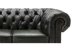 Sofa 2-Sitzer Lounge Couch Ledersofa Chesterfield in Leder grün 156 cm