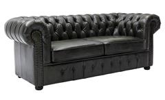 Sofa CHESTERFIELD 3-Sitzer 198 cm Echtleder grün