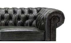 Sofa 3-Sitzer Lounge Couch Ledersofa Chesterfield in Leder grün 198 cm