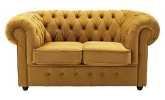 2-Sitzer Sofa Couch Chesterfield Couchgarnitur Samt safrangelb 156 cm