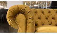 2-Sitzer Sofa Couch Chesterfield Couchgarnitur Samt safrangelb 156 cm